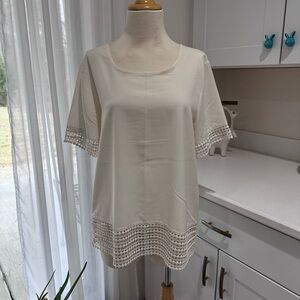 Elegant Cream Top with Lace Trim